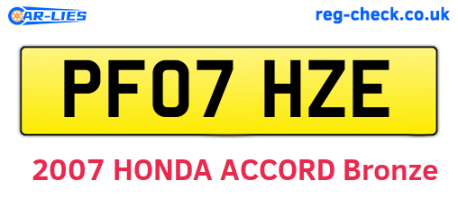 PF07HZE are the vehicle registration plates.