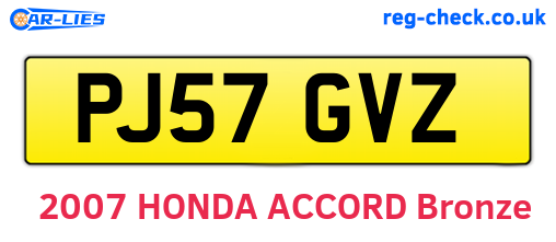 PJ57GVZ are the vehicle registration plates.