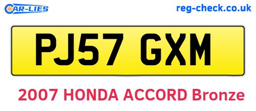 PJ57GXM are the vehicle registration plates.
