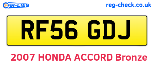 RF56GDJ are the vehicle registration plates.