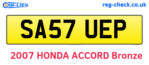 SA57UEP are the vehicle registration plates.