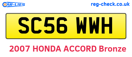 SC56WWH are the vehicle registration plates.