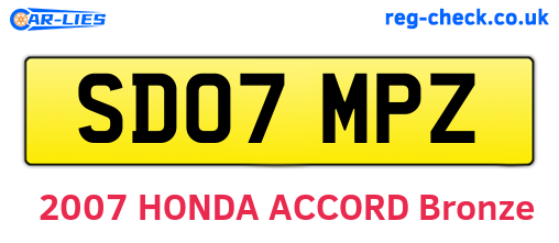 SD07MPZ are the vehicle registration plates.