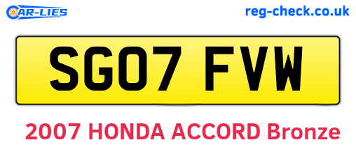 SG07FVW are the vehicle registration plates.