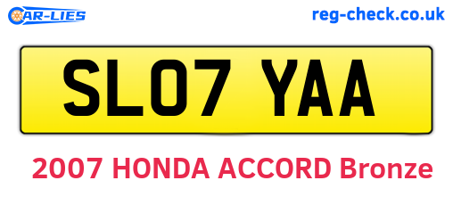 SL07YAA are the vehicle registration plates.