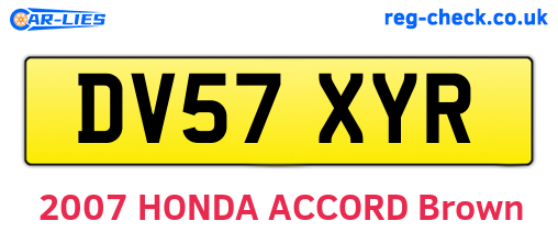 DV57XYR are the vehicle registration plates.