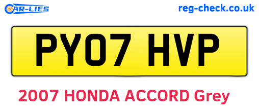 PY07HVP are the vehicle registration plates.
