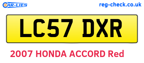 LC57DXR are the vehicle registration plates.