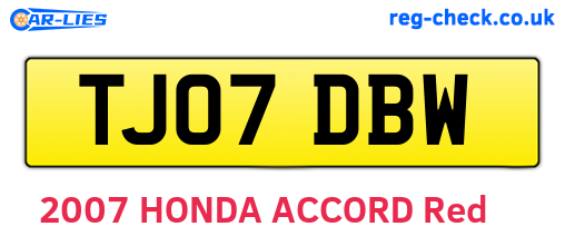 TJ07DBW are the vehicle registration plates.