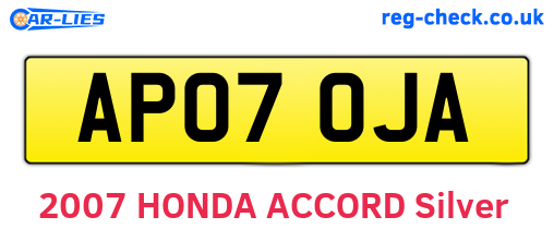 AP07OJA are the vehicle registration plates.