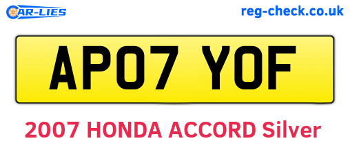 AP07YOF are the vehicle registration plates.