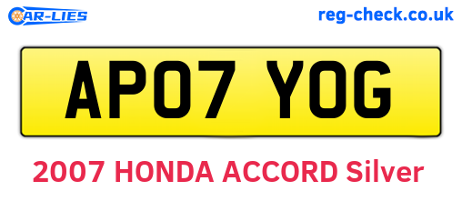 AP07YOG are the vehicle registration plates.