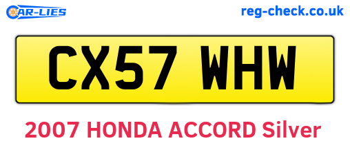 CX57WHW are the vehicle registration plates.
