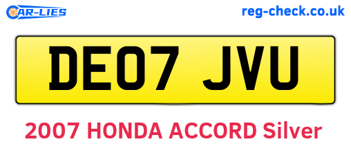 DE07JVU are the vehicle registration plates.