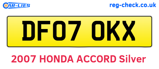 DF07OKX are the vehicle registration plates.