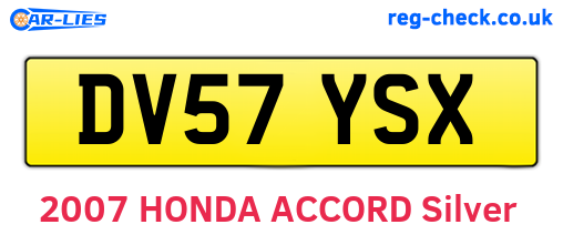 DV57YSX are the vehicle registration plates.