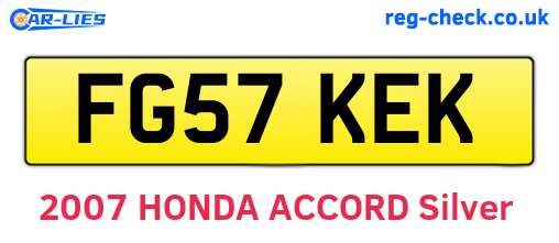 FG57KEK are the vehicle registration plates.