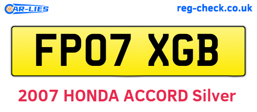 FP07XGB are the vehicle registration plates.