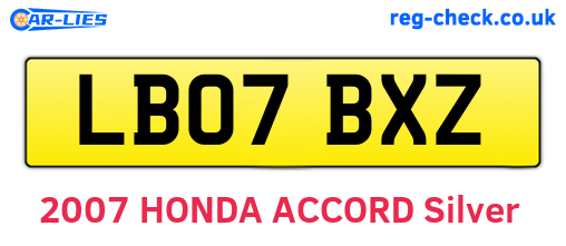 LB07BXZ are the vehicle registration plates.