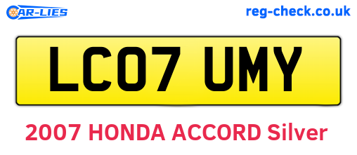 LC07UMY are the vehicle registration plates.