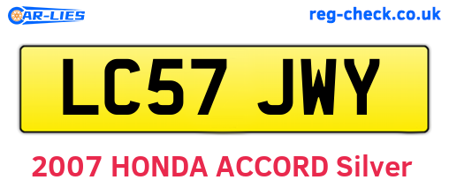 LC57JWY are the vehicle registration plates.