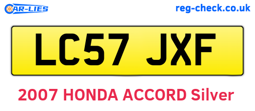 LC57JXF are the vehicle registration plates.