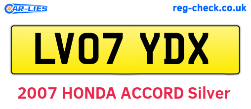 LV07YDX are the vehicle registration plates.