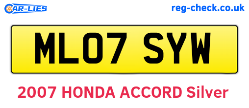 ML07SYW are the vehicle registration plates.
