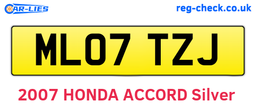 ML07TZJ are the vehicle registration plates.