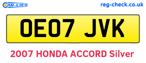 OE07JVK are the vehicle registration plates.
