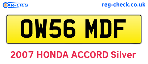 OW56MDF are the vehicle registration plates.