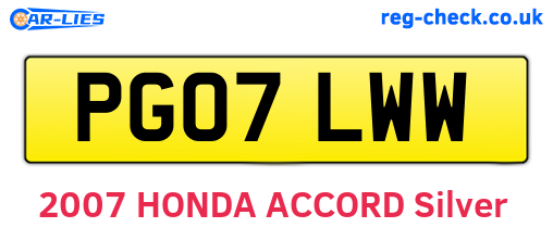 PG07LWW are the vehicle registration plates.