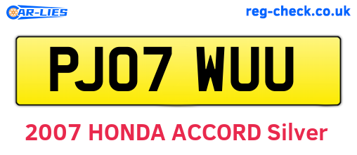 PJ07WUU are the vehicle registration plates.