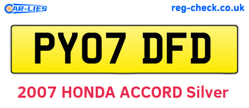 PY07DFD are the vehicle registration plates.