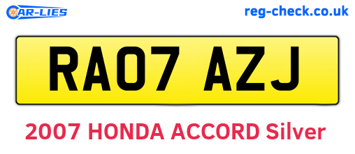 RA07AZJ are the vehicle registration plates.