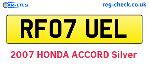 RF07UEL are the vehicle registration plates.