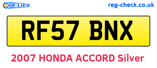 RF57BNX are the vehicle registration plates.