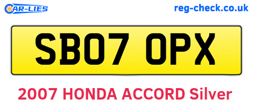 SB07OPX are the vehicle registration plates.