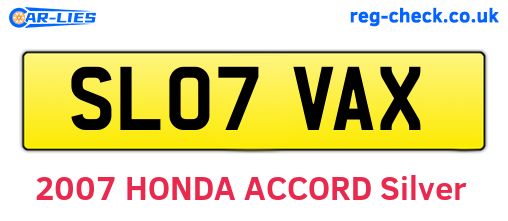 SL07VAX are the vehicle registration plates.