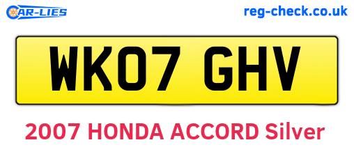 WK07GHV are the vehicle registration plates.