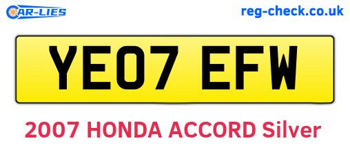 YE07EFW are the vehicle registration plates.