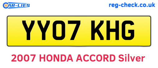 YY07KHG are the vehicle registration plates.