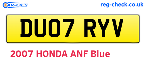 DU07RYV are the vehicle registration plates.
