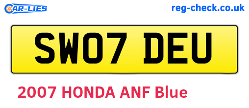 SW07DEU are the vehicle registration plates.