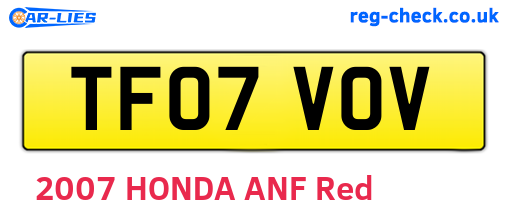 TF07VOV are the vehicle registration plates.