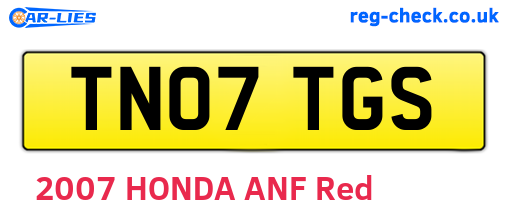 TN07TGS are the vehicle registration plates.