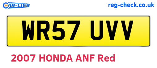 WR57UVV are the vehicle registration plates.