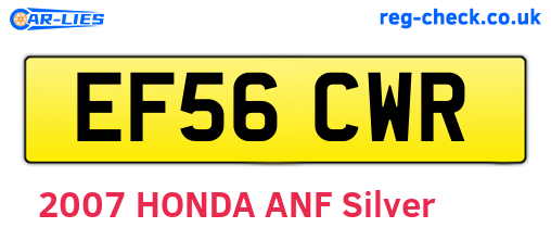 EF56CWR are the vehicle registration plates.