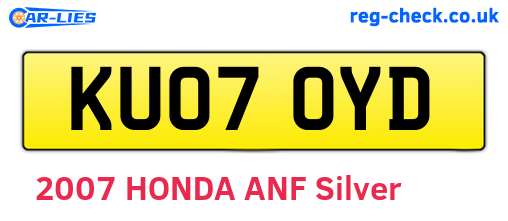 KU07OYD are the vehicle registration plates.