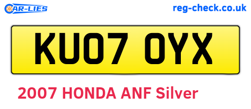 KU07OYX are the vehicle registration plates.